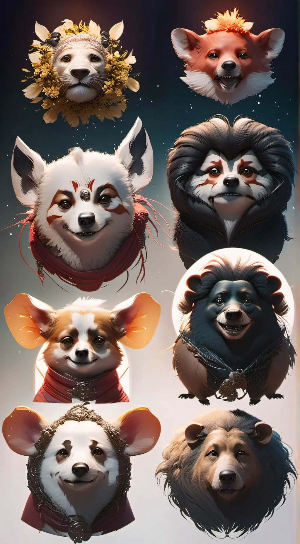 ai character: Smiling critters  background