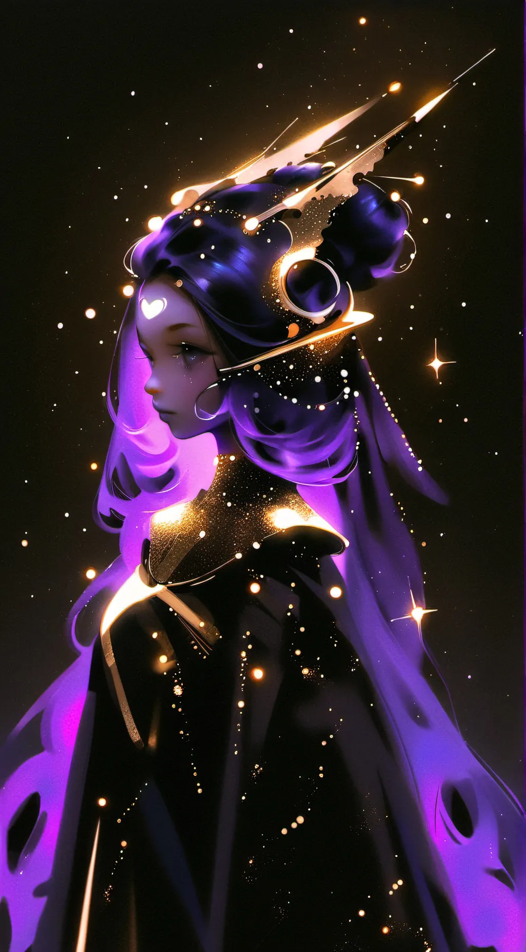 ai character: Amy galaxy background