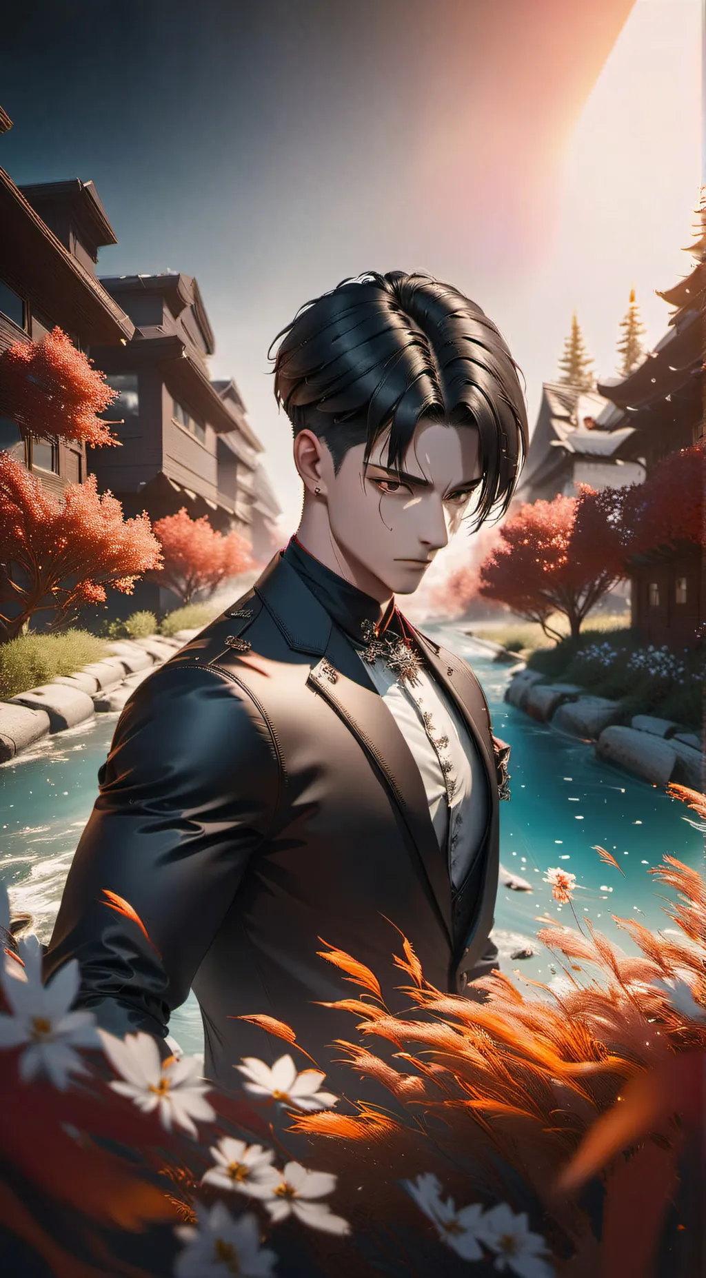 ai character: team 7 Christmas background