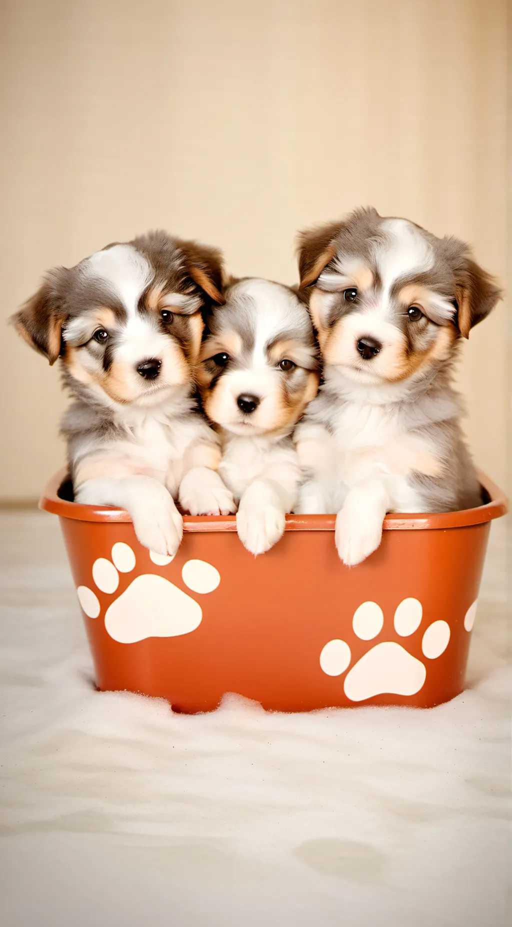 ai character: Three lil puppies background