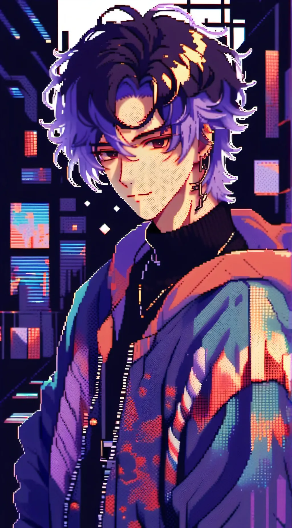 ai character: glitch background