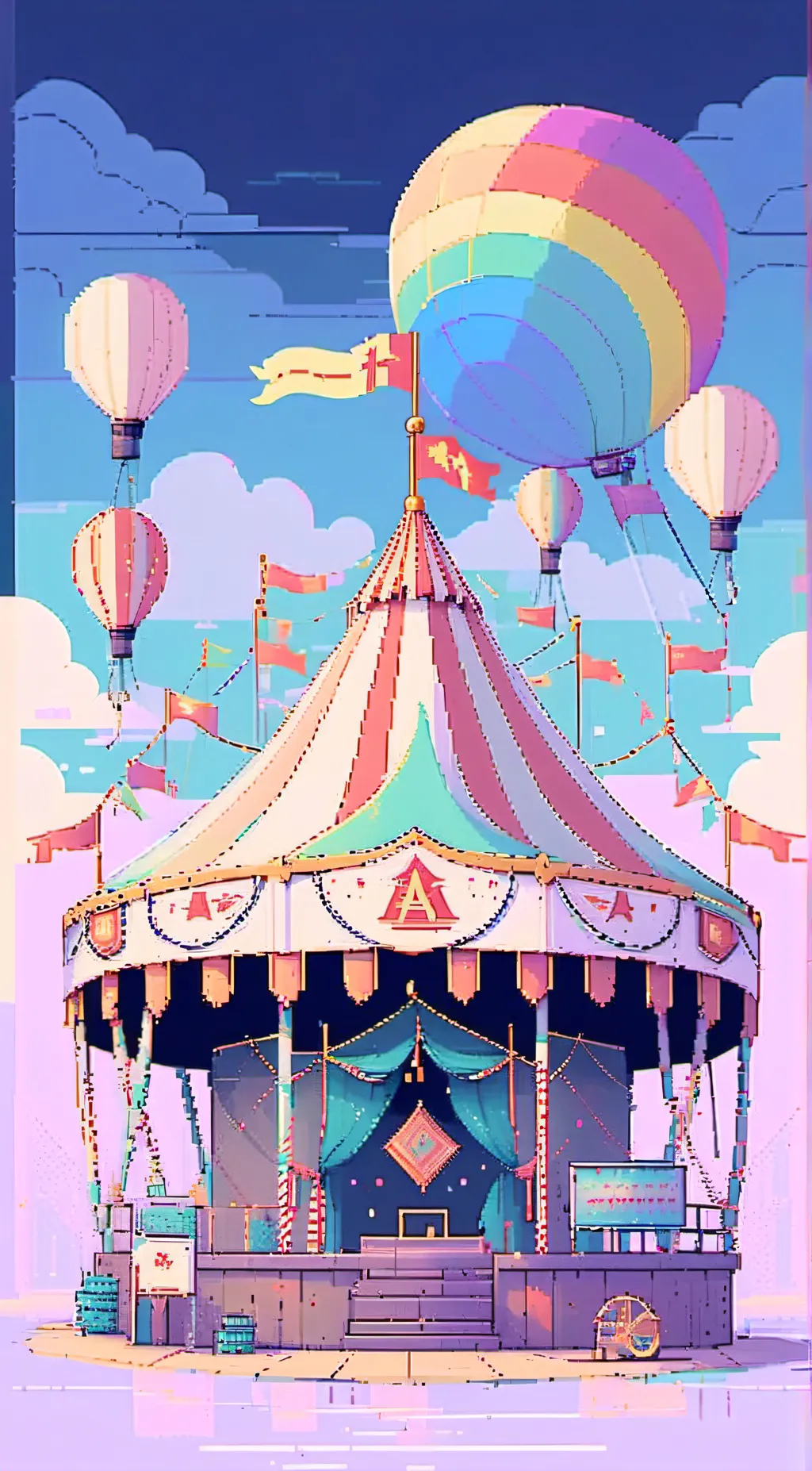 ai character: digital  circus background