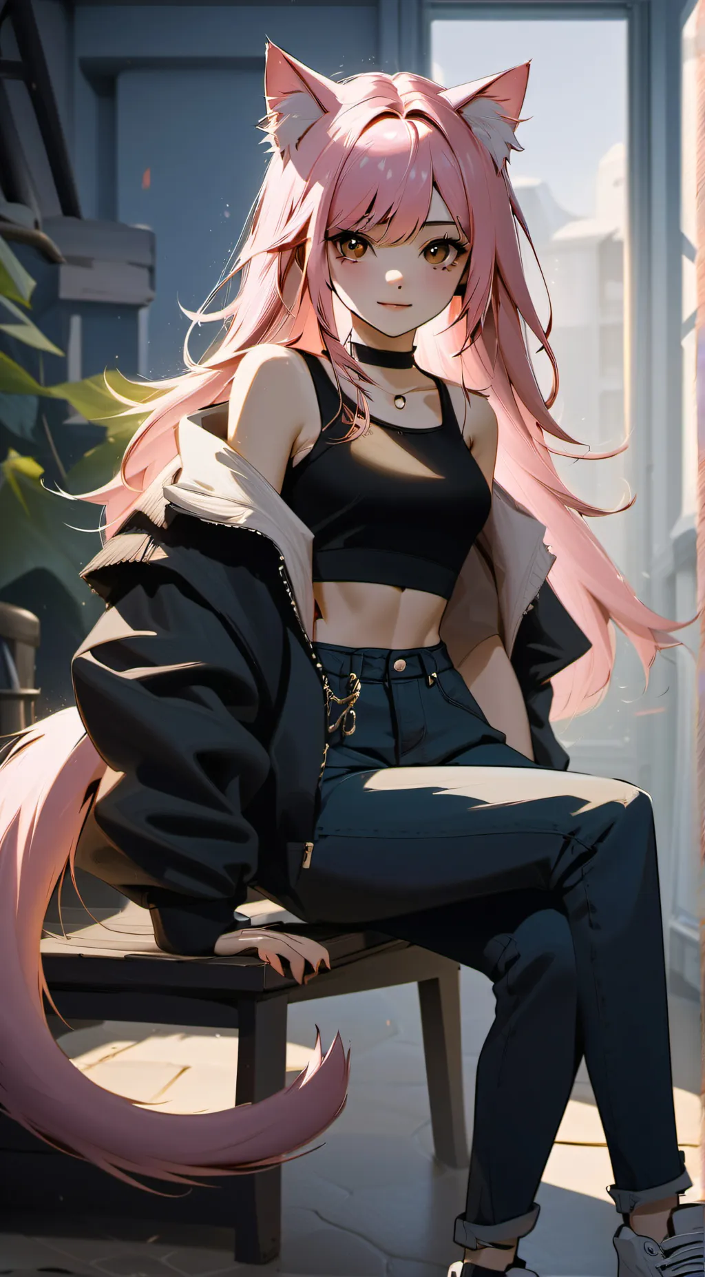 ai character: human form mew background