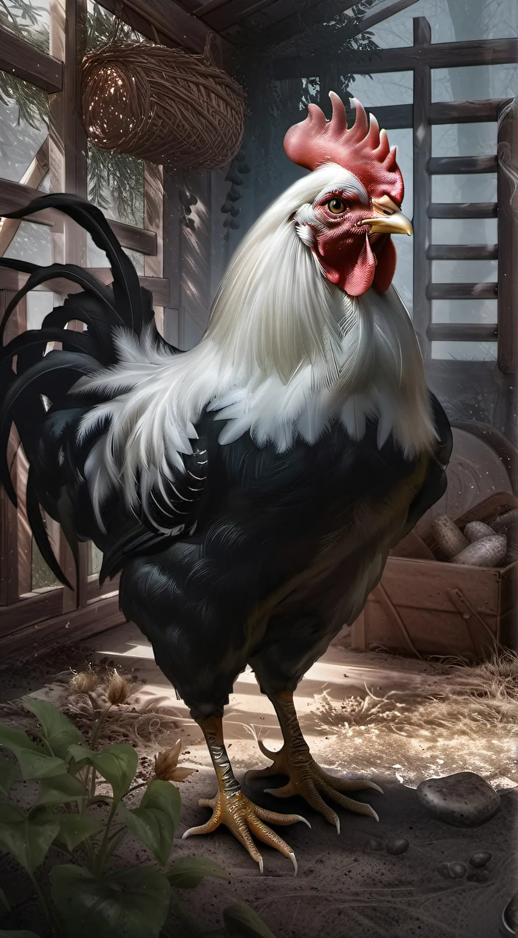ai character: THE CHICKEN. background