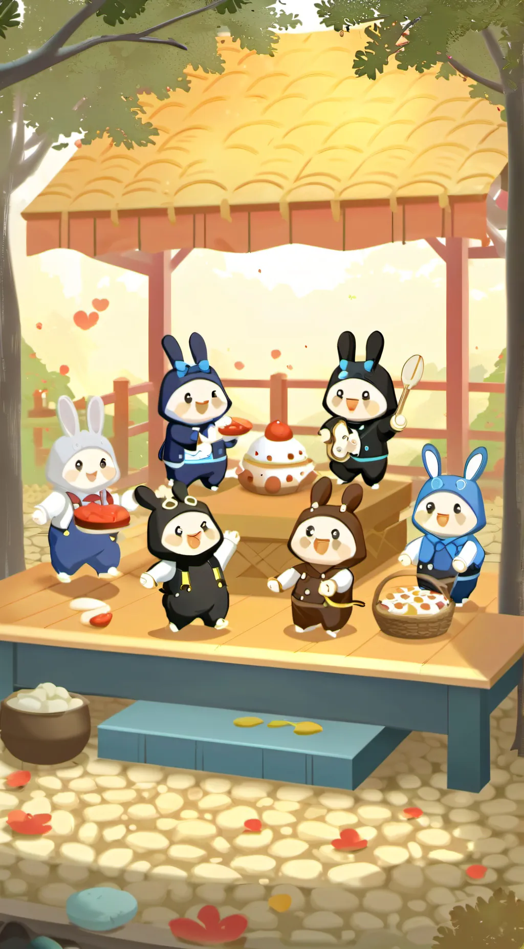 ai character: 6 bunnys background