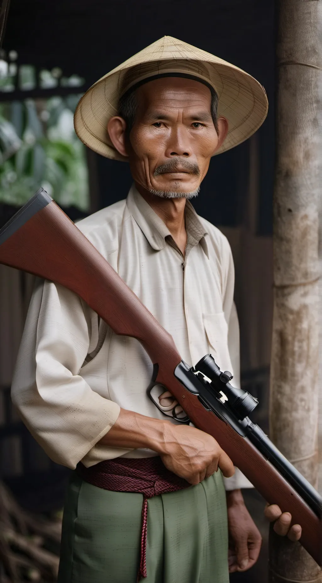 ai character: Vietnamese farmer😳 background