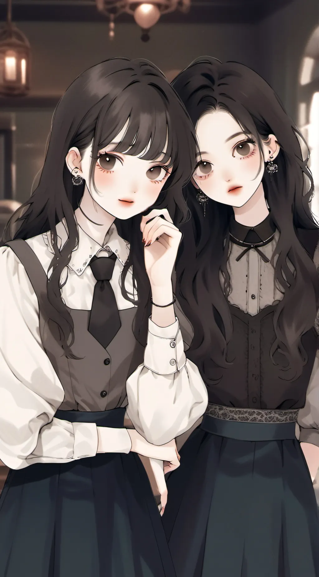 ai character: Ava and Ellie  background