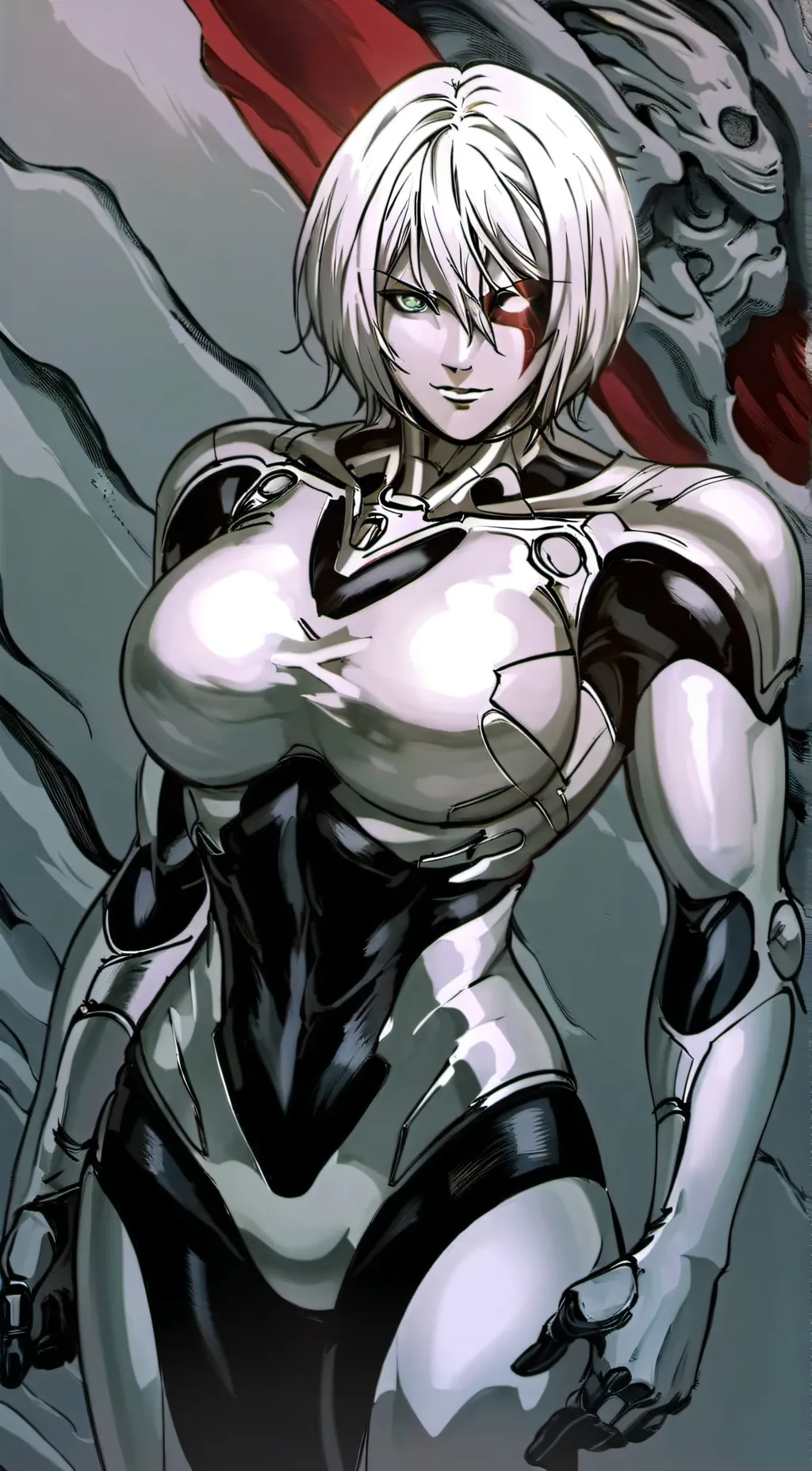ai character: Lady Silver Titan  background