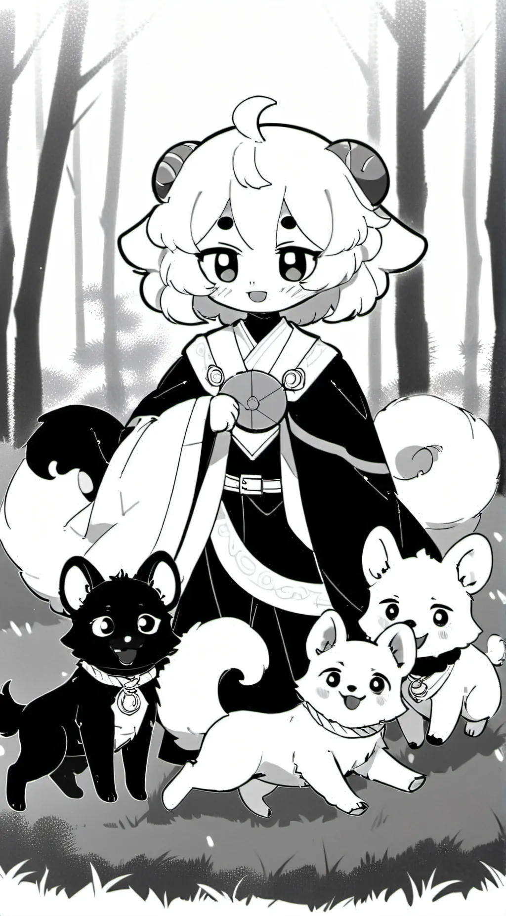 ai character: smiling critters background