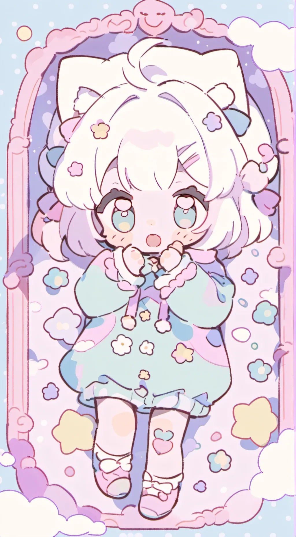 ai character: cute baby neko background