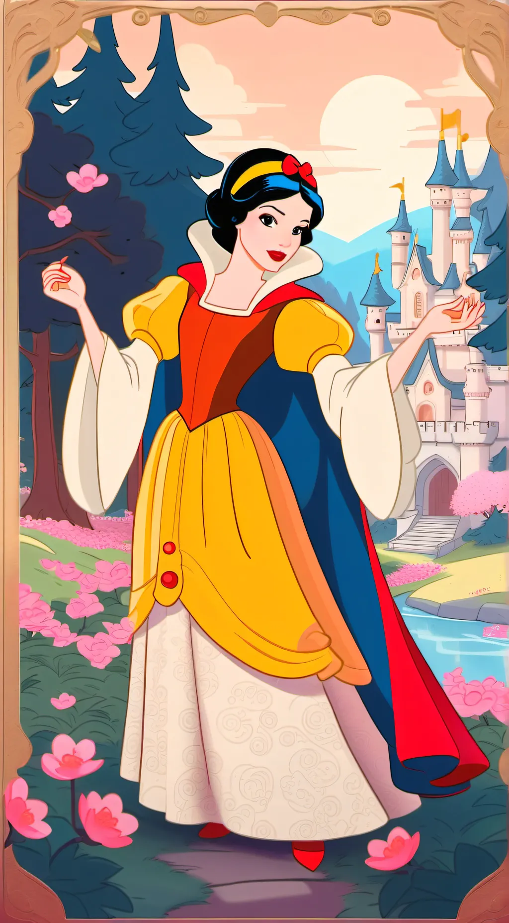 ai character: Snow White  background
