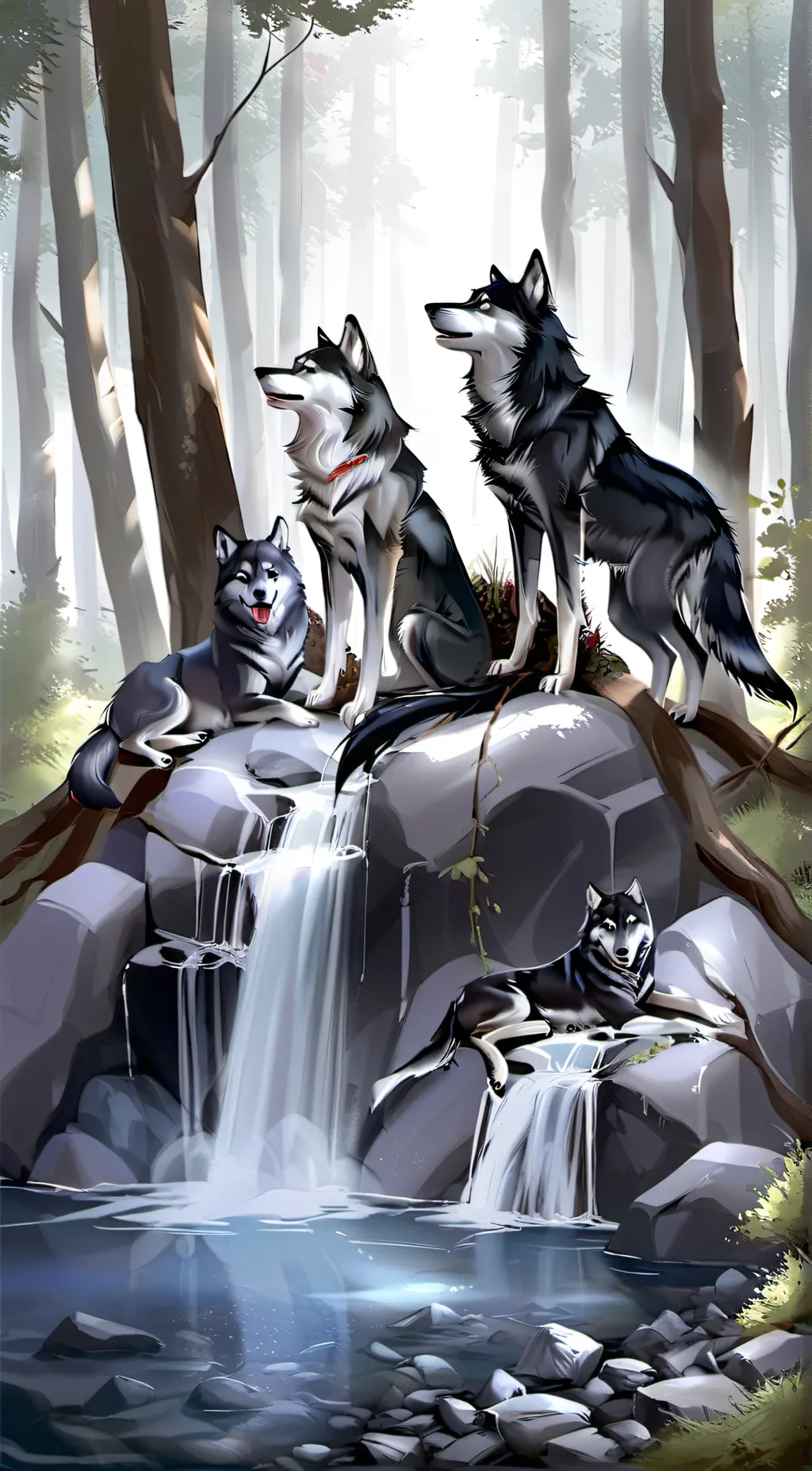 ai character: Ash ,Jack,Kim,lily background