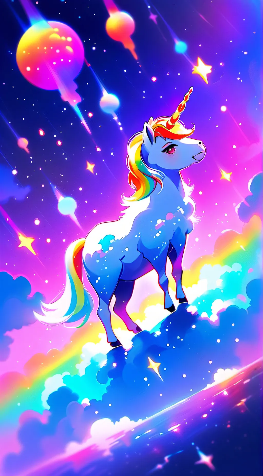 ai character: 🩷🐑🦄💃⬇️🌈 background