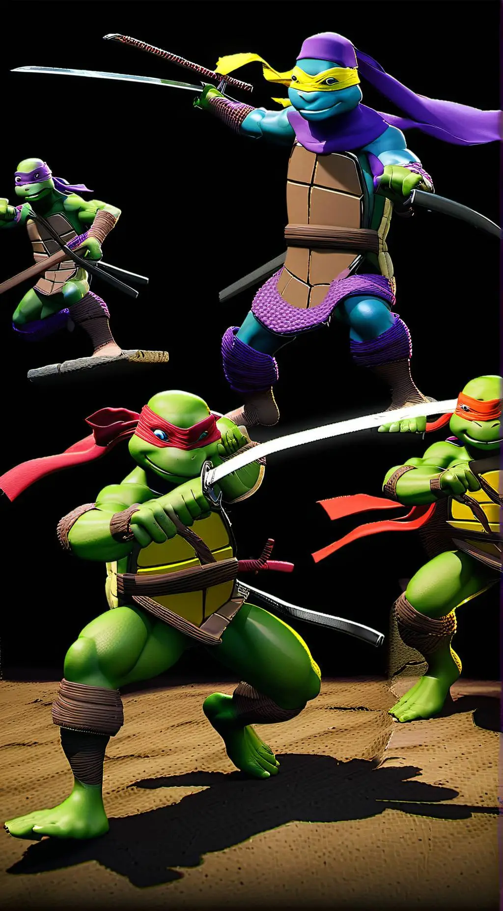 ai character: leo mikey raph don background