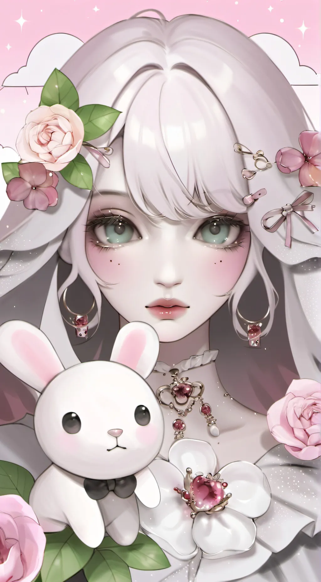 ai character: Violet background