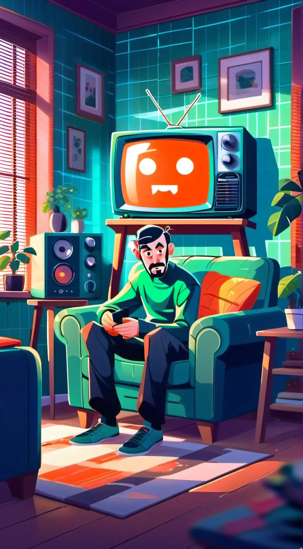 ai character: he only says tv background