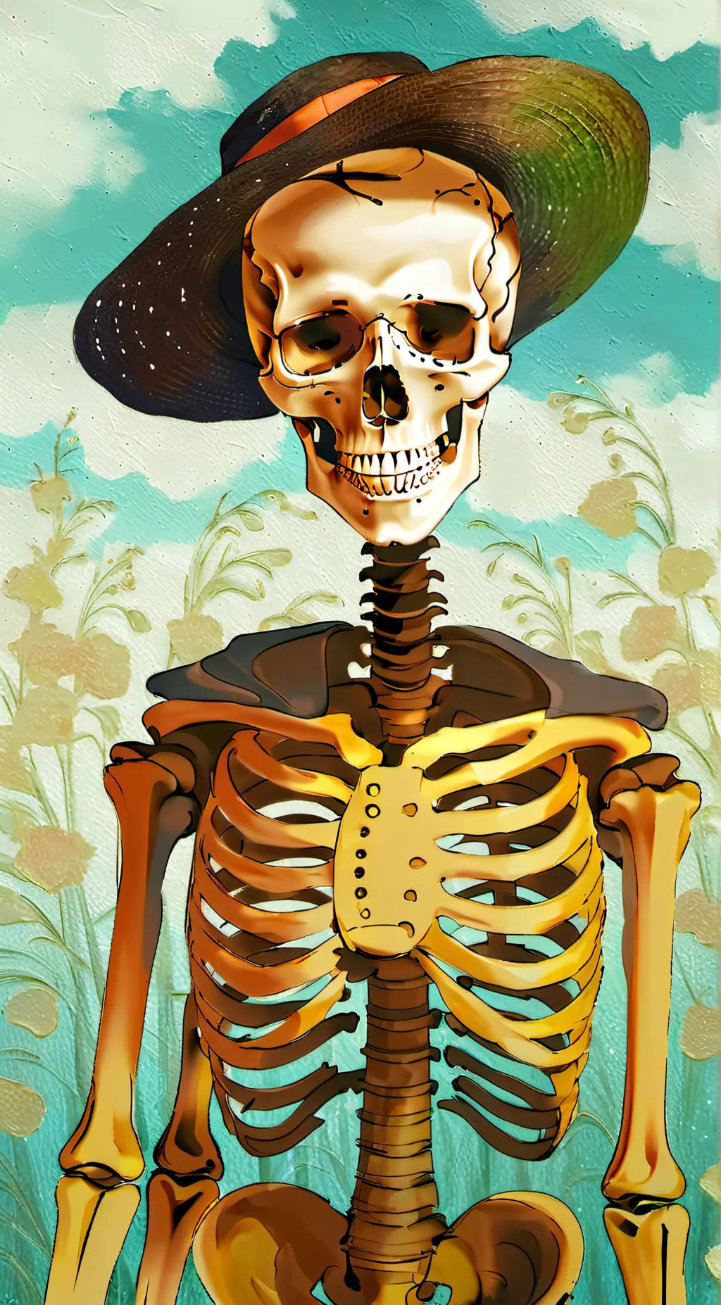 ai character: skeleton meme background