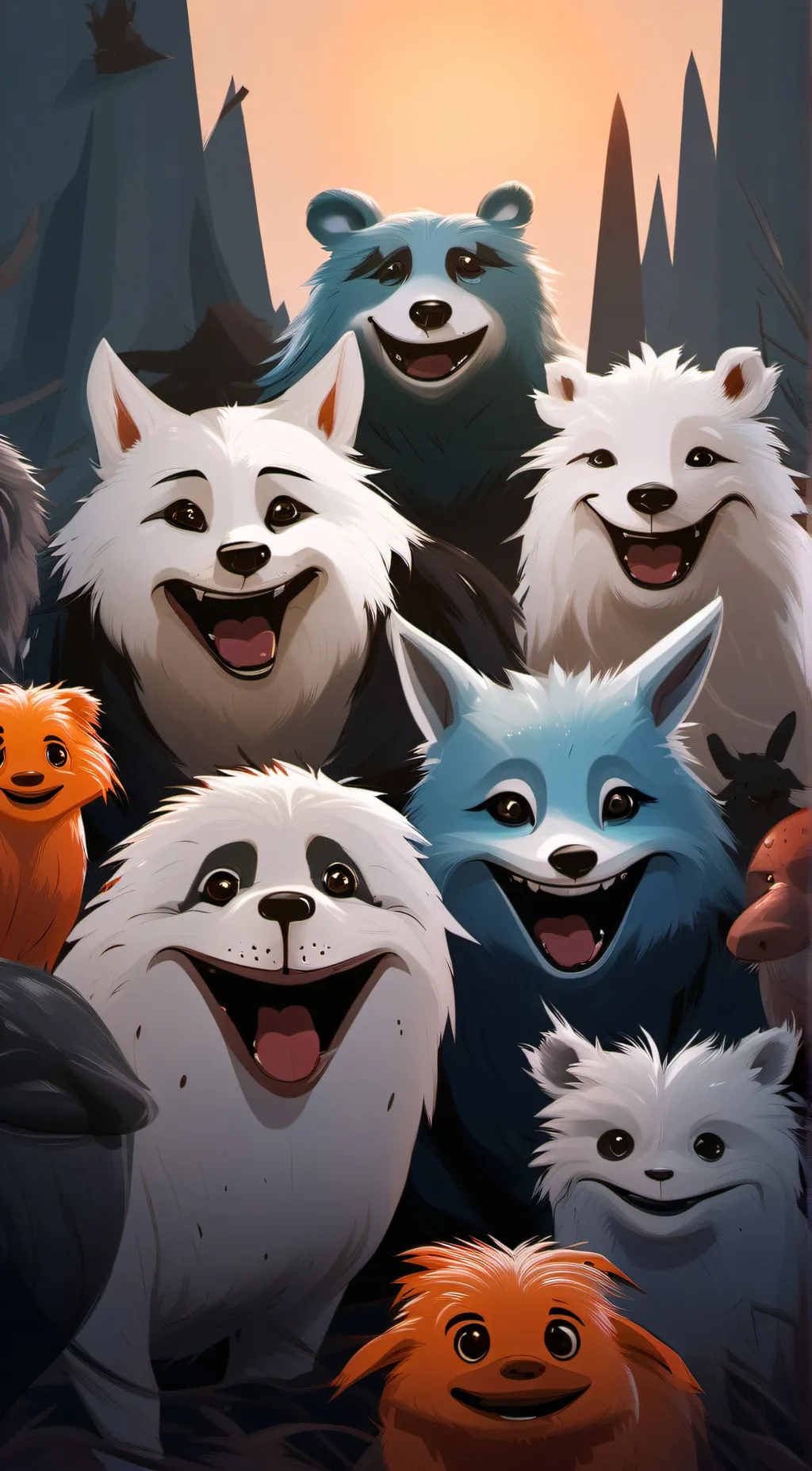 ai character: smiling crittets background