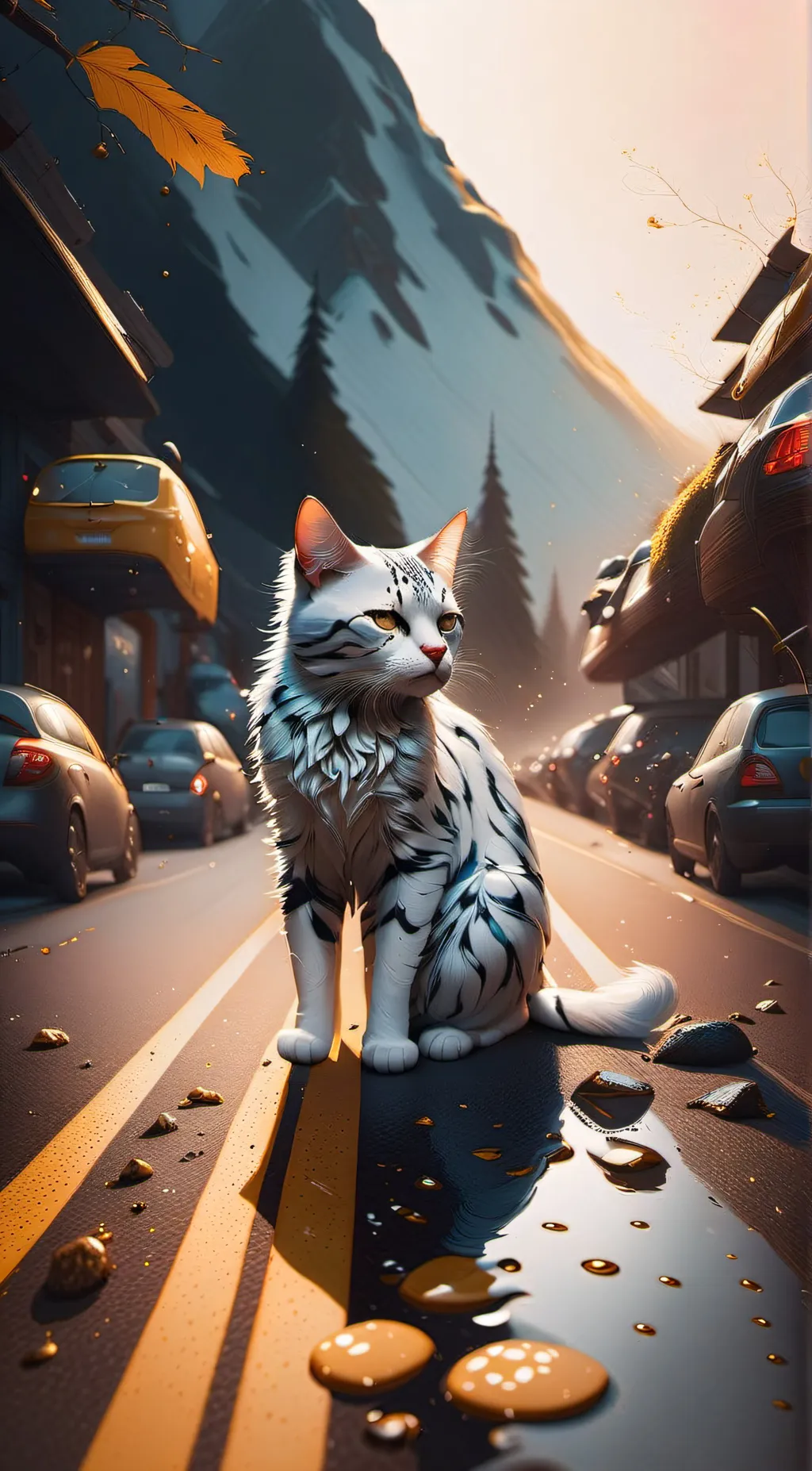 ai character: Dying cat background