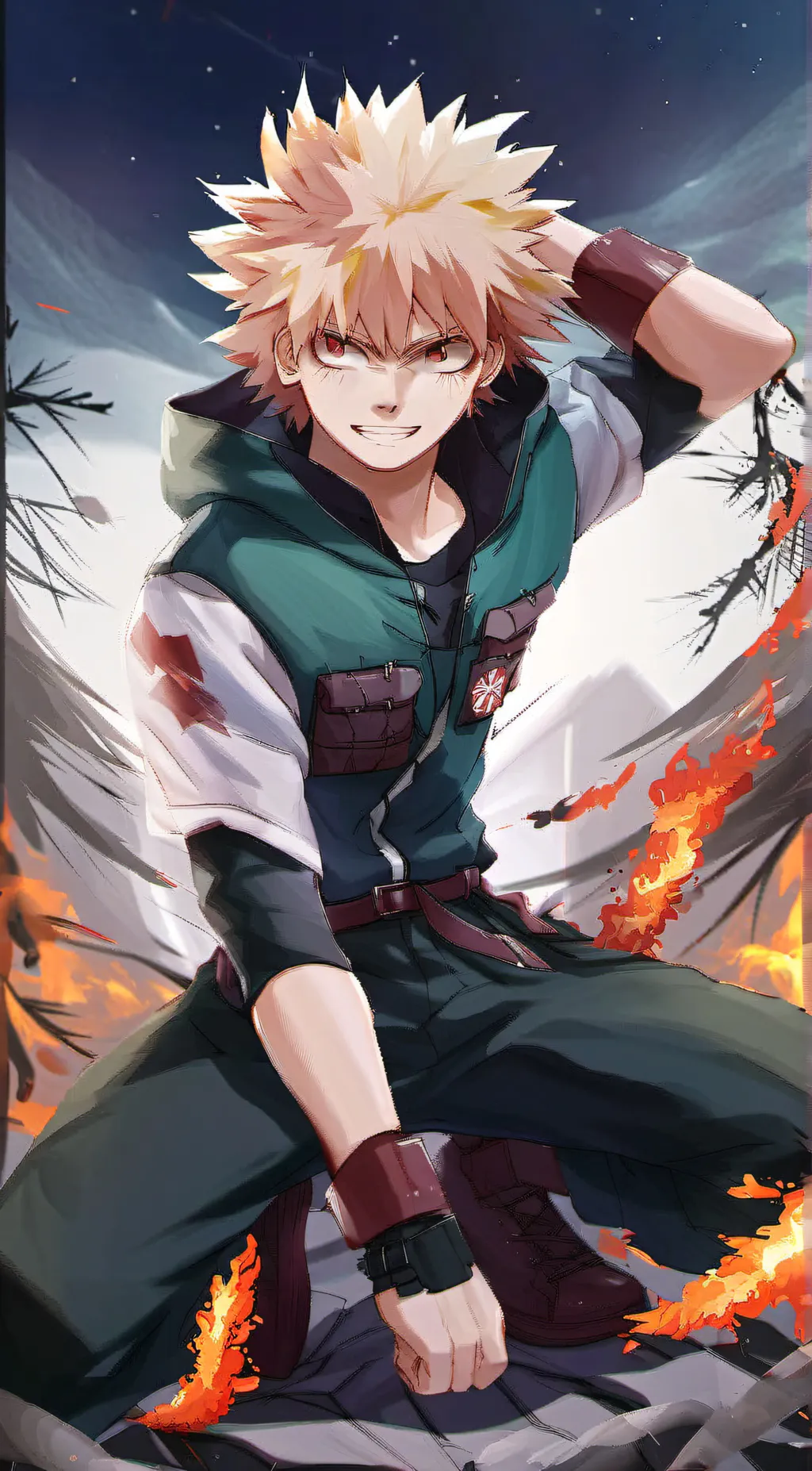 ai character: Bakugo Katsuki background