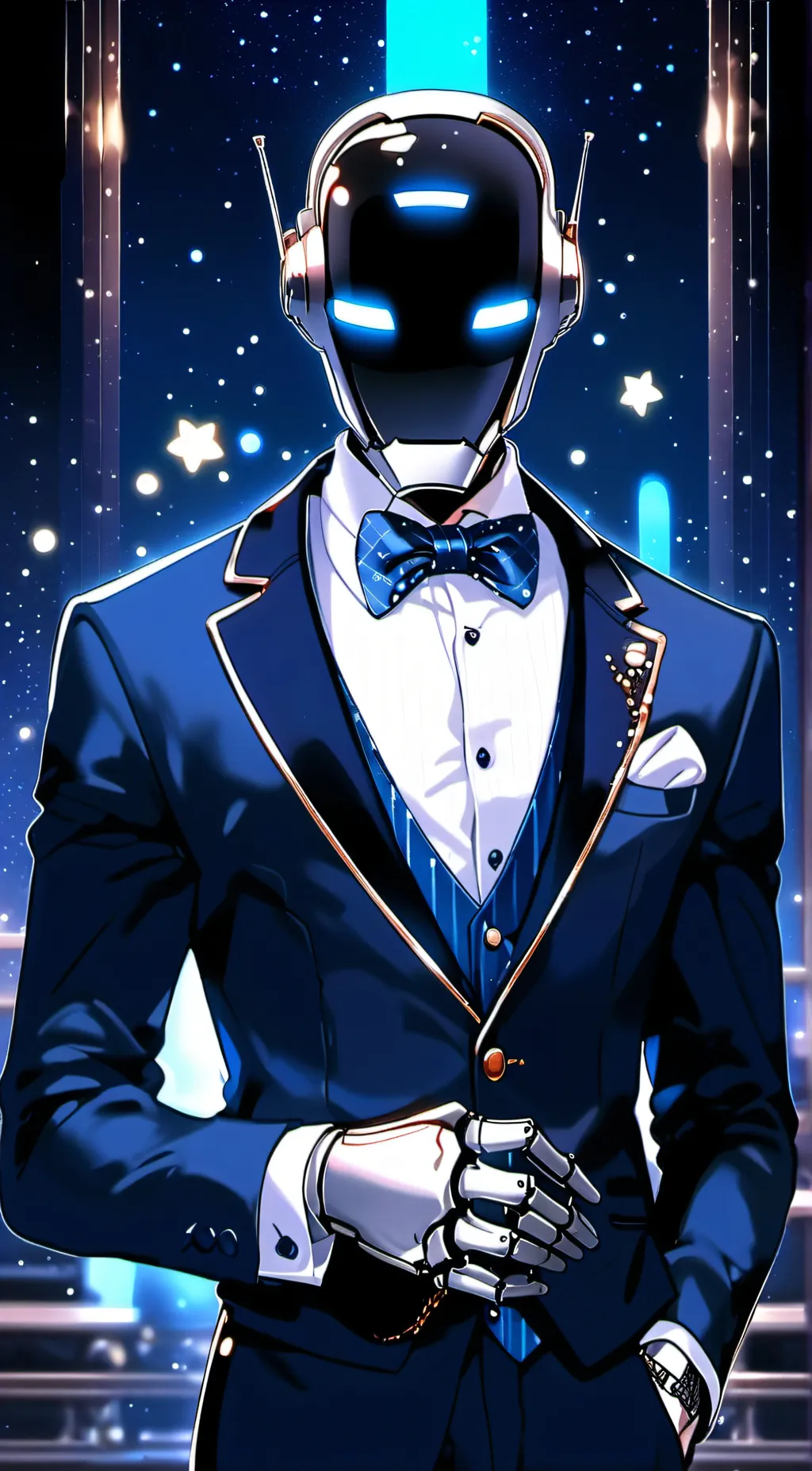 ai character: robot Butler  background
