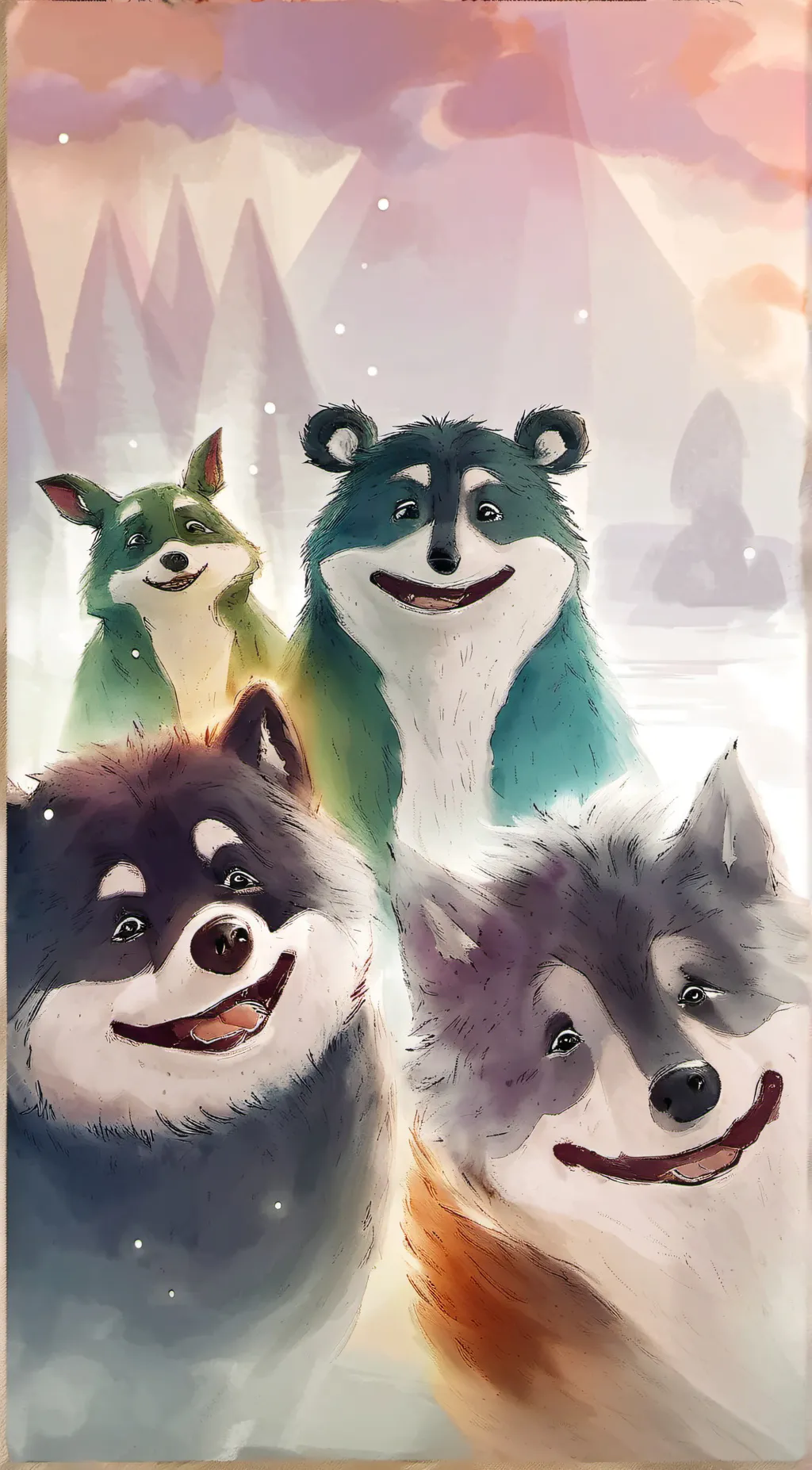 ai character: Smiling critters  background