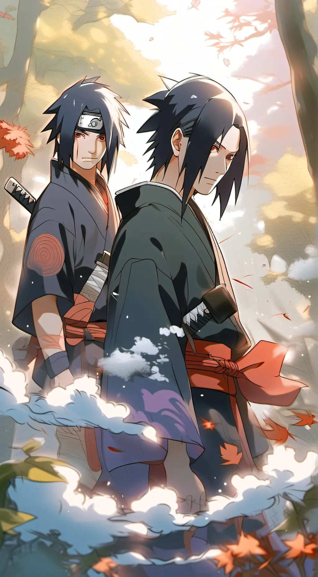 ai character: Itachi and sasuke  background