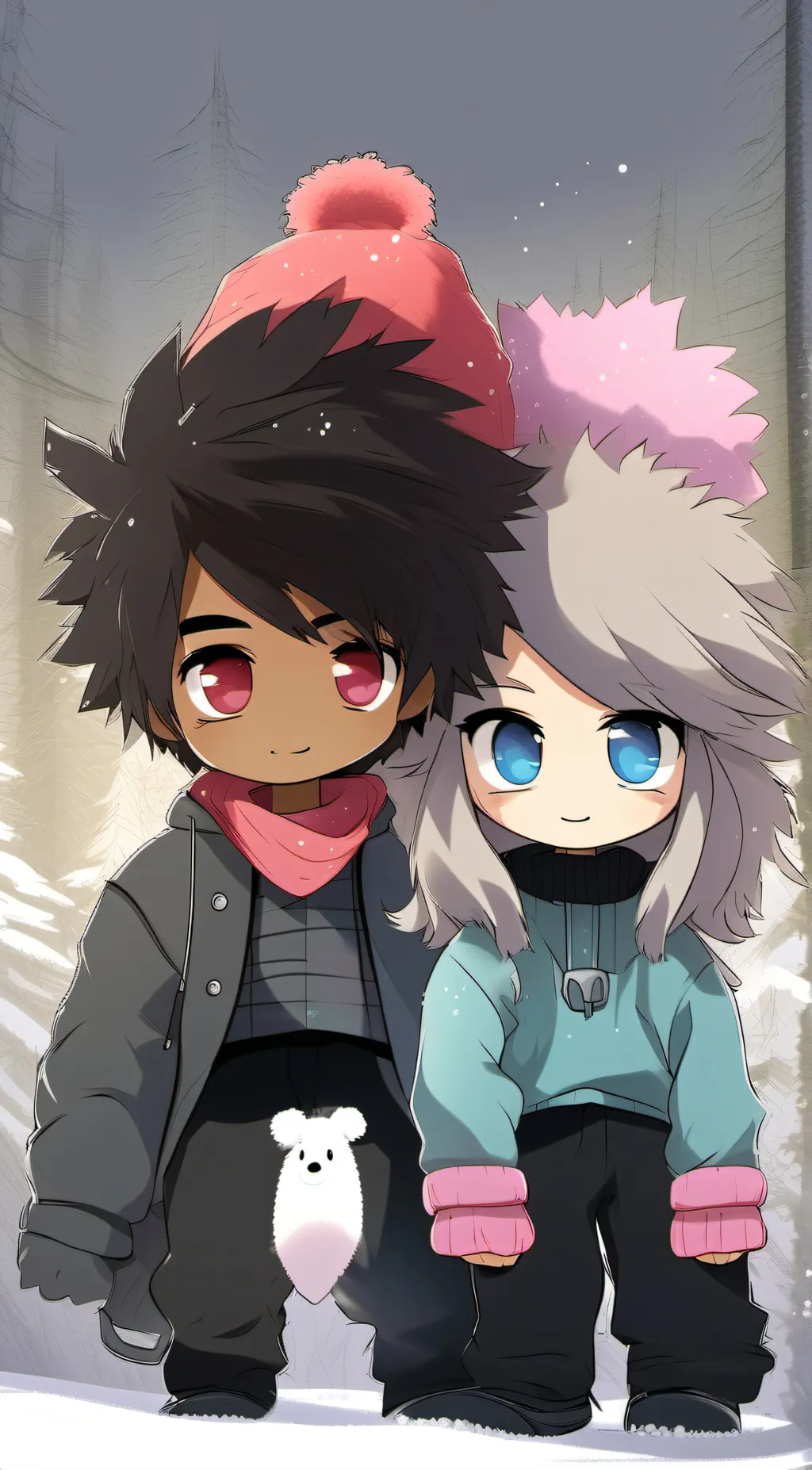 ai character: Pink and gray background