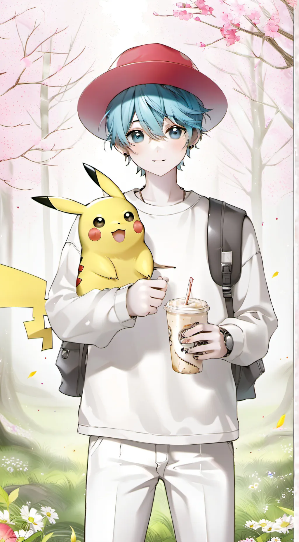 ai character: ash Ketchum  background