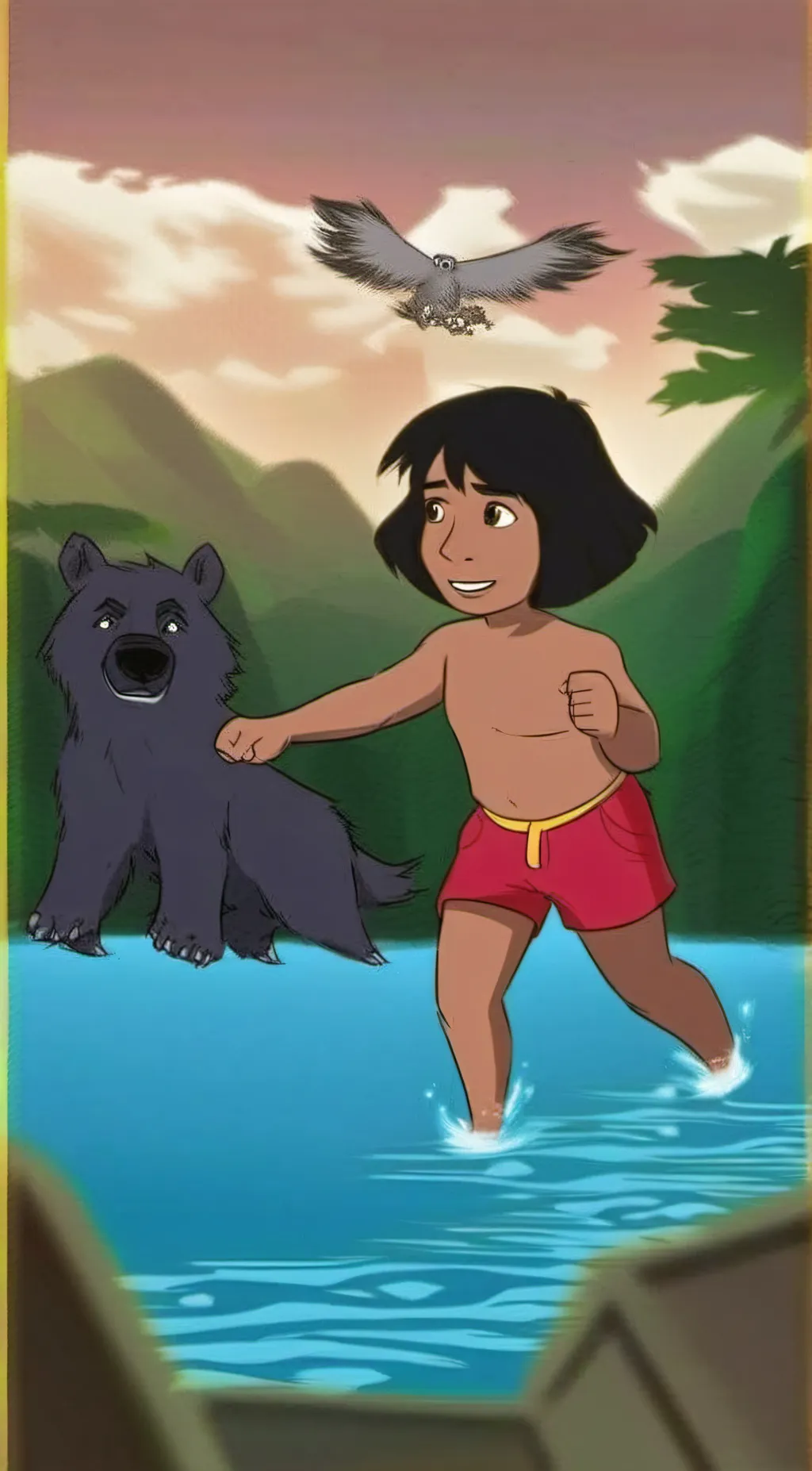 ai character: Mowgli  background
