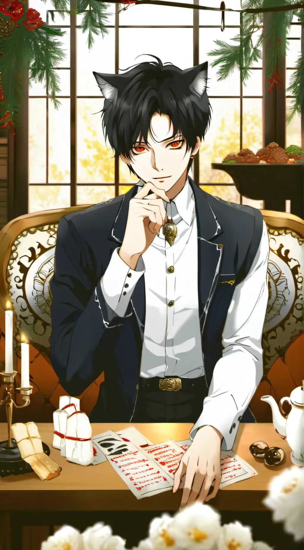 ai character: Cat Levi Ackerman  background