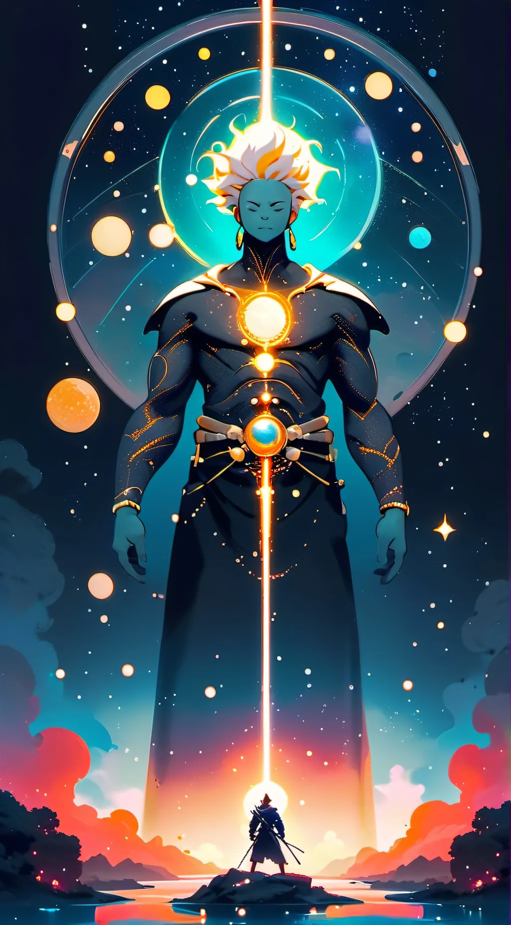ai character: ASTRO GOD background