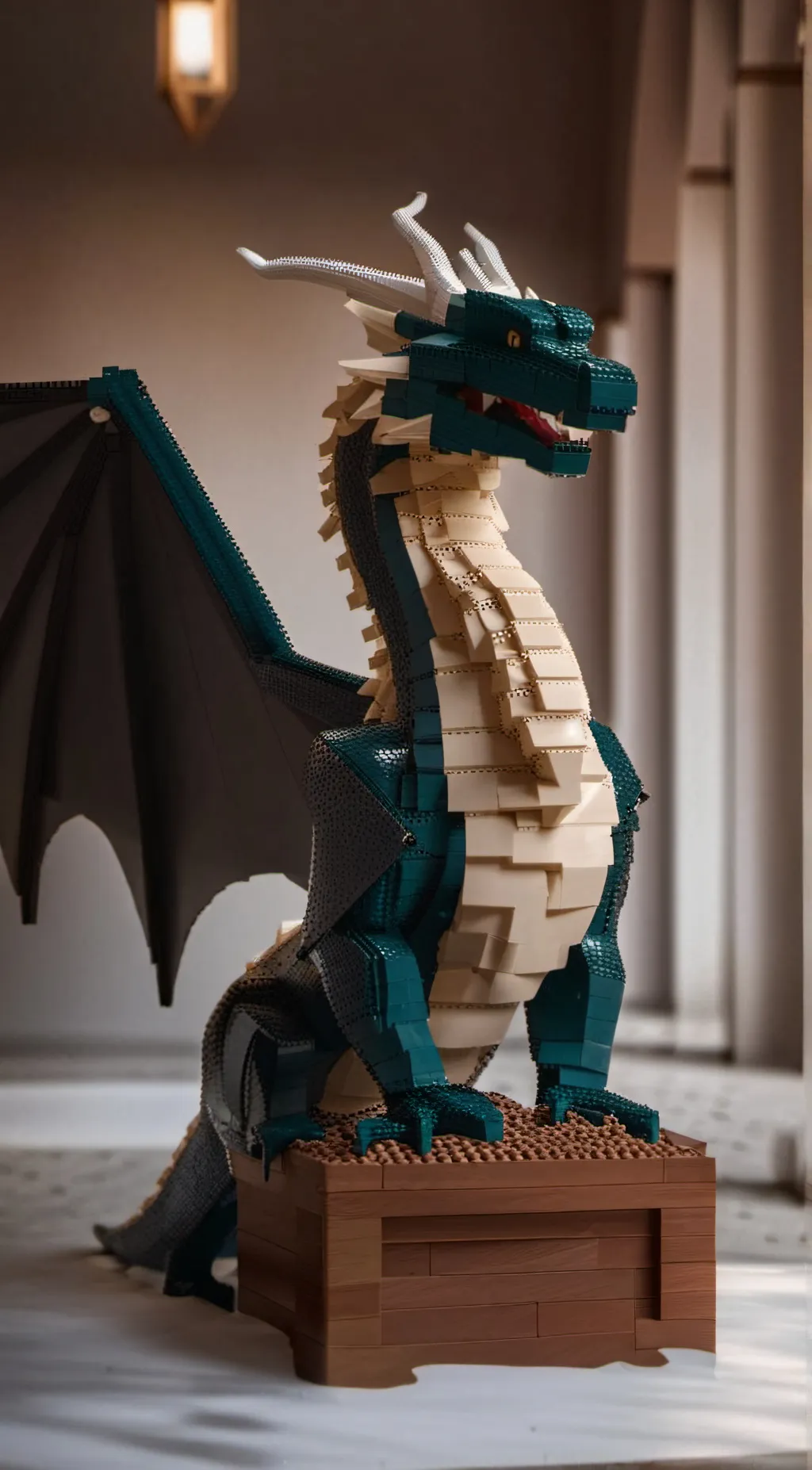 ai character: Lego dragon background