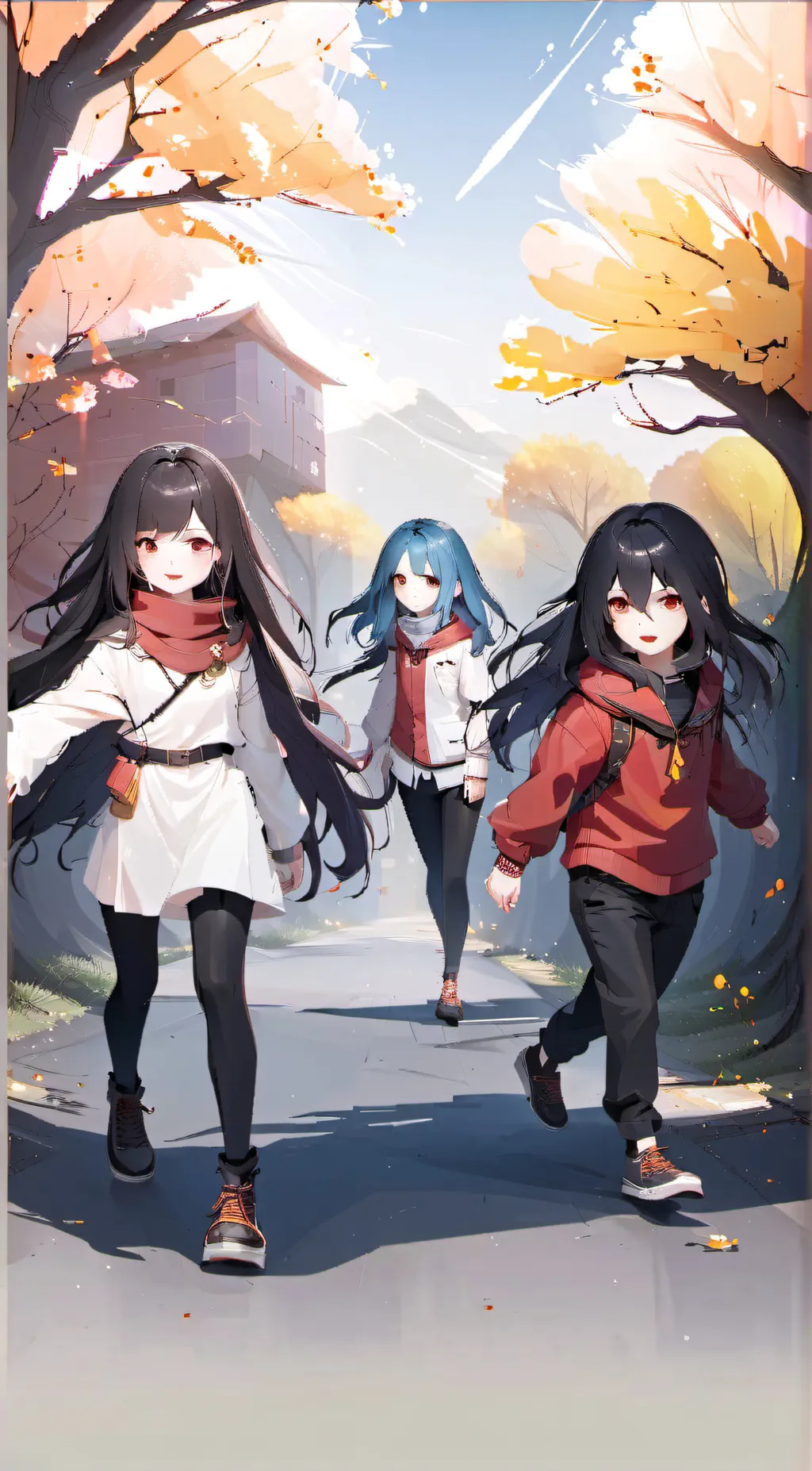 ai character: Emily/ Emma/blue background