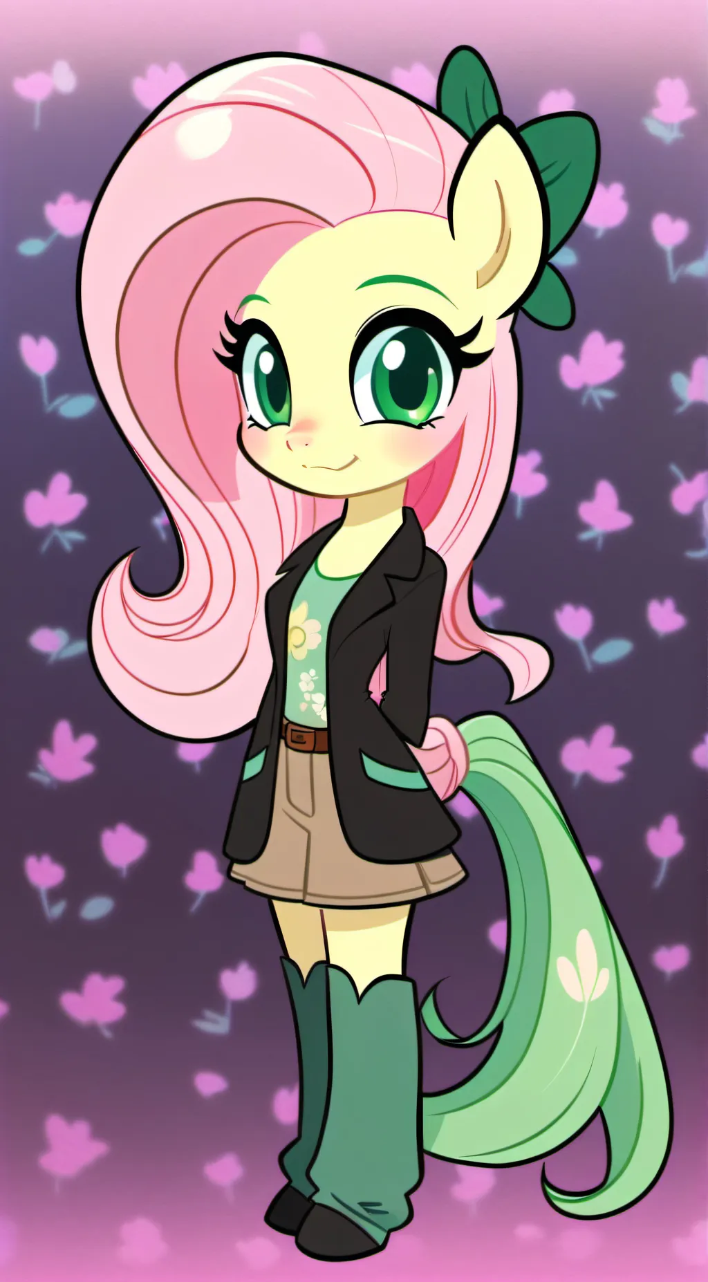 ai character: Fluttershy  background