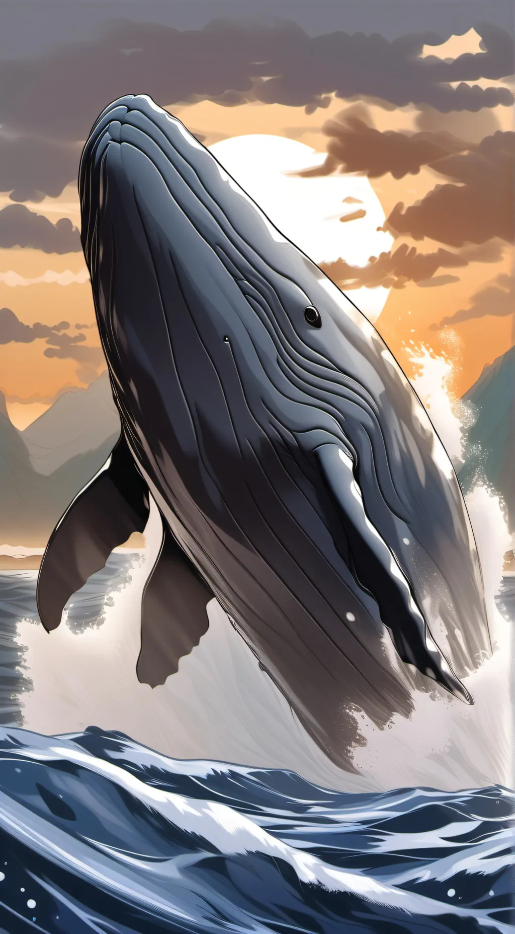 ai character: blue whale background