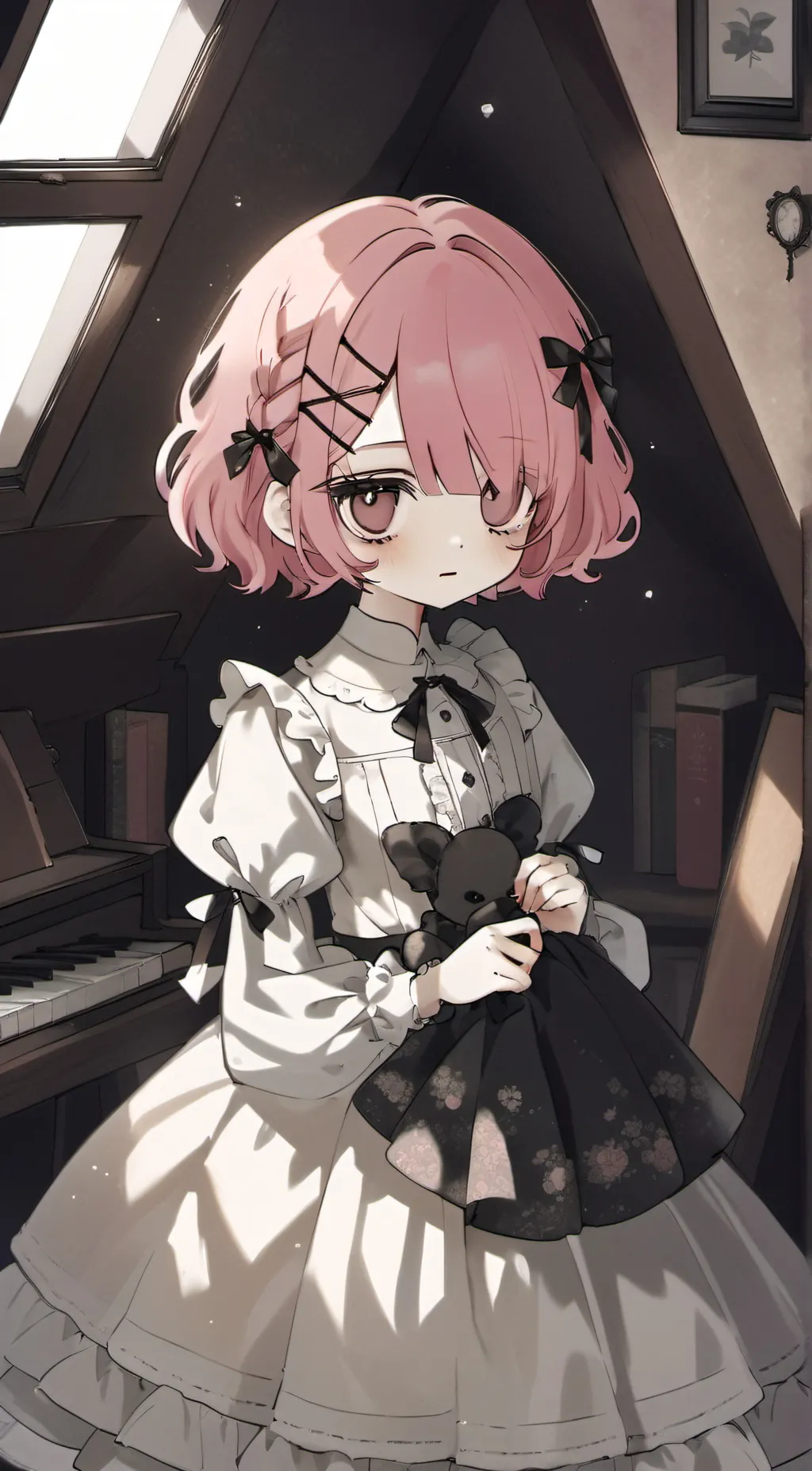 ai character: Little pink doll background