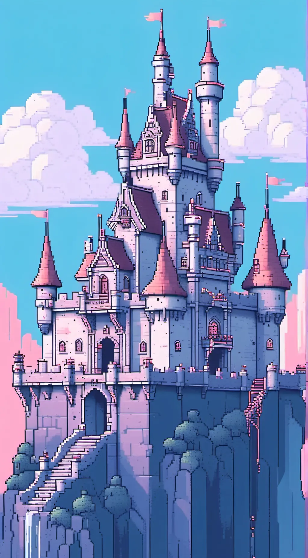 ai character: castle of flowers background
