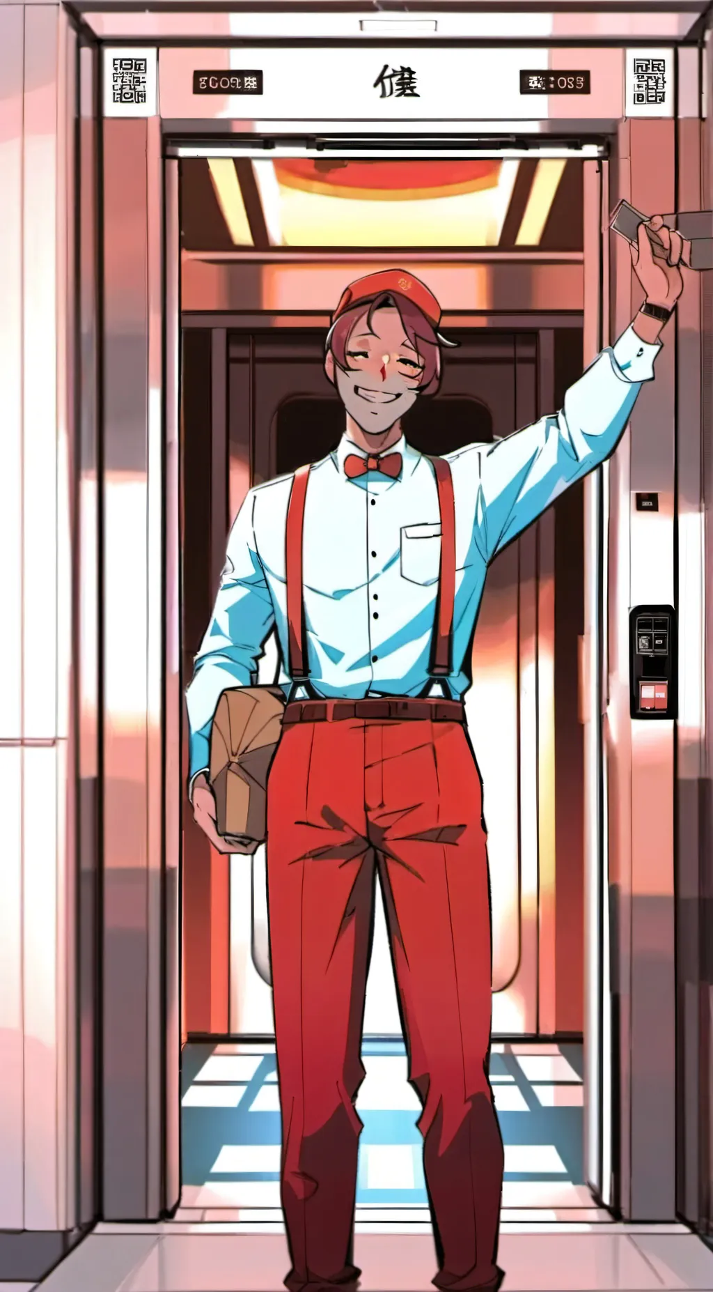 ai character: elevator man background