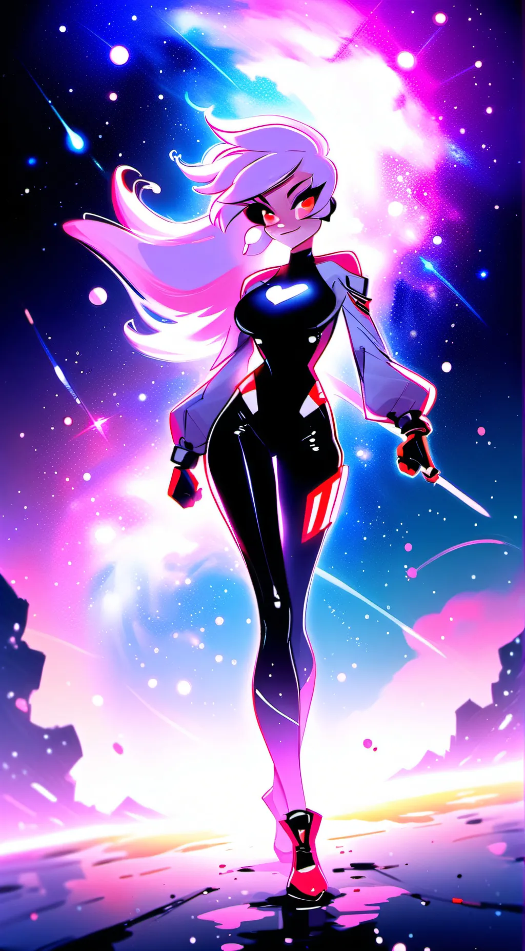 ai character: galaxy goddess  background