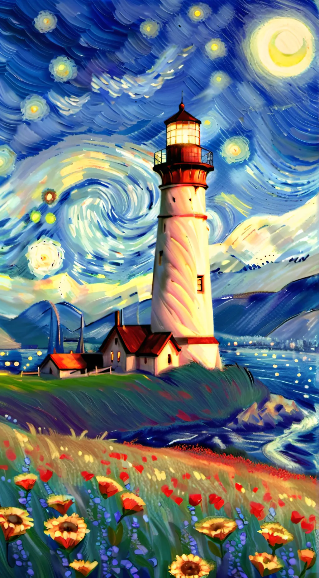 ai character: Digit Lighthouse background