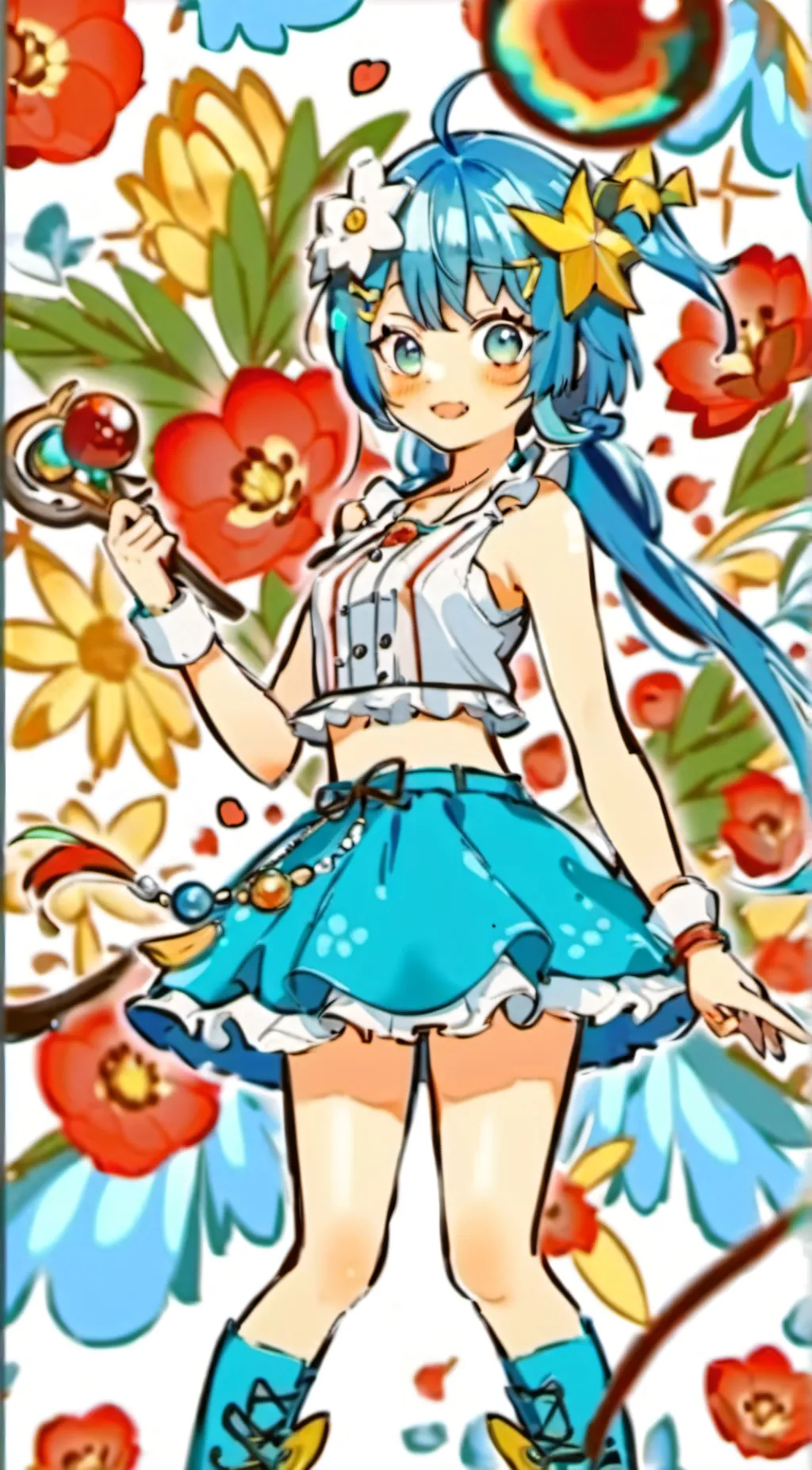 ai character: beach day! background