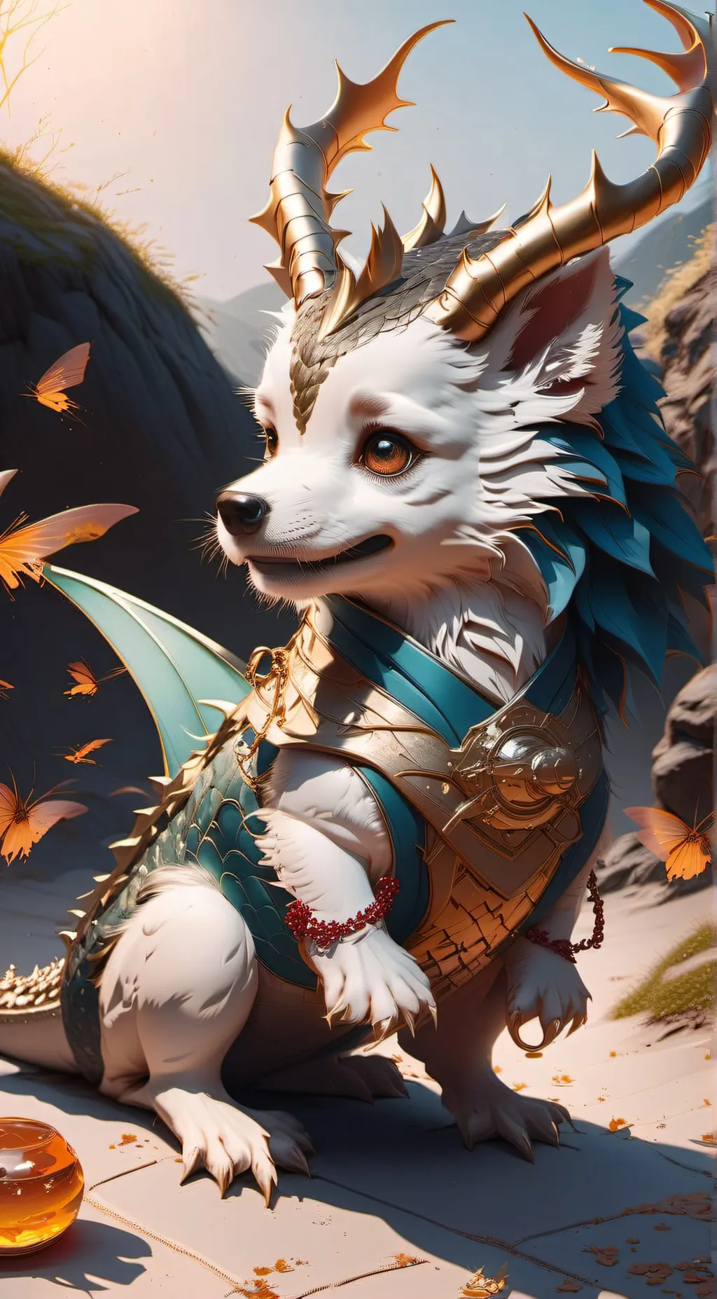 ai character: Dragon puppet sim background