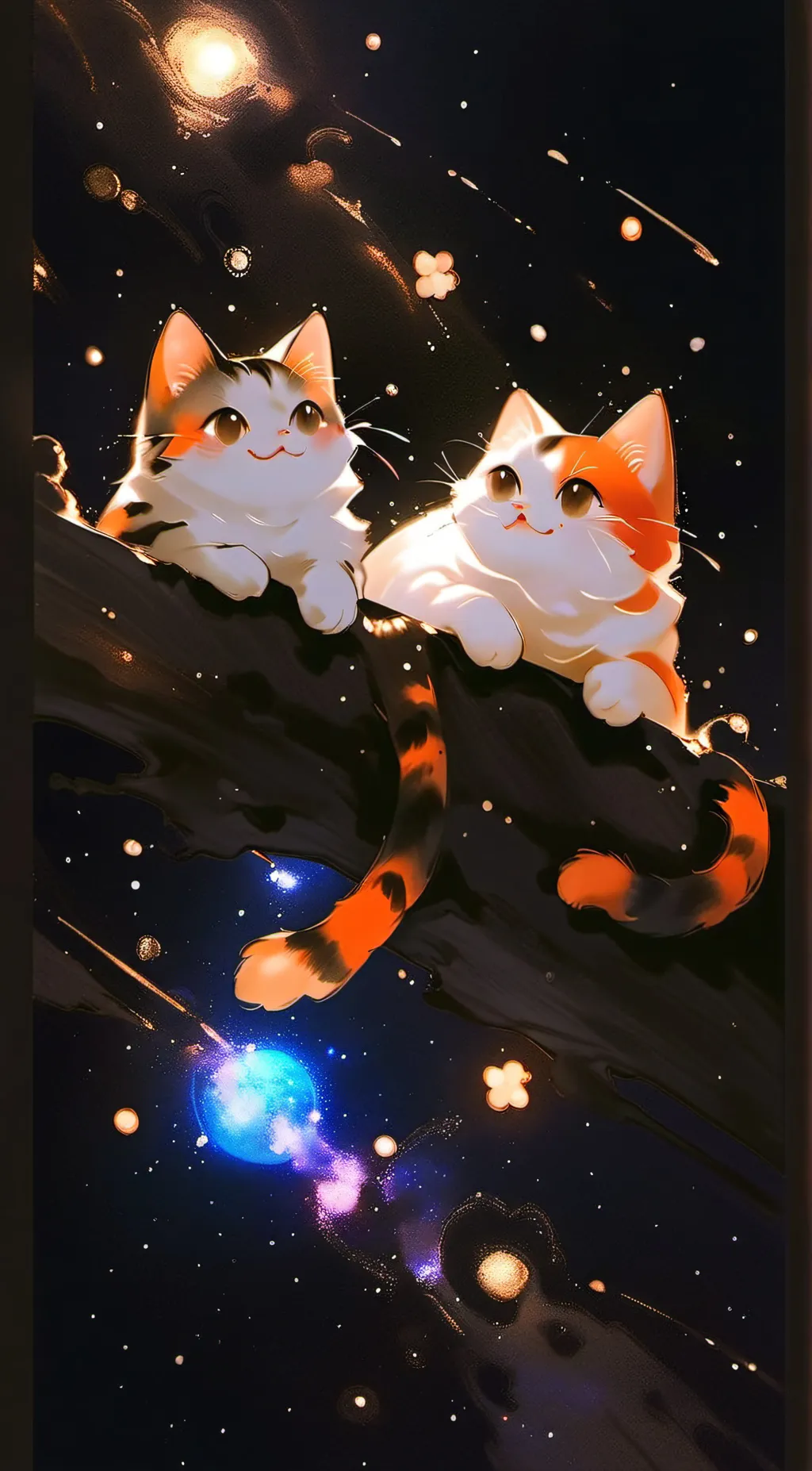 ai character: Cats in space background