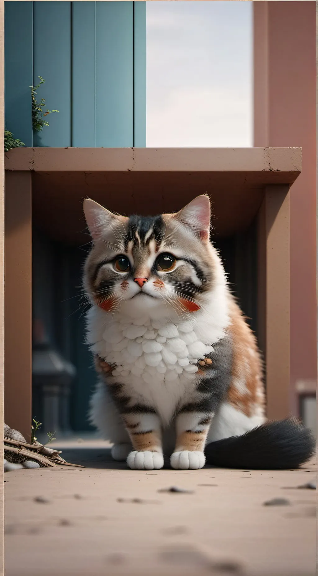 ai character: homeless cat background