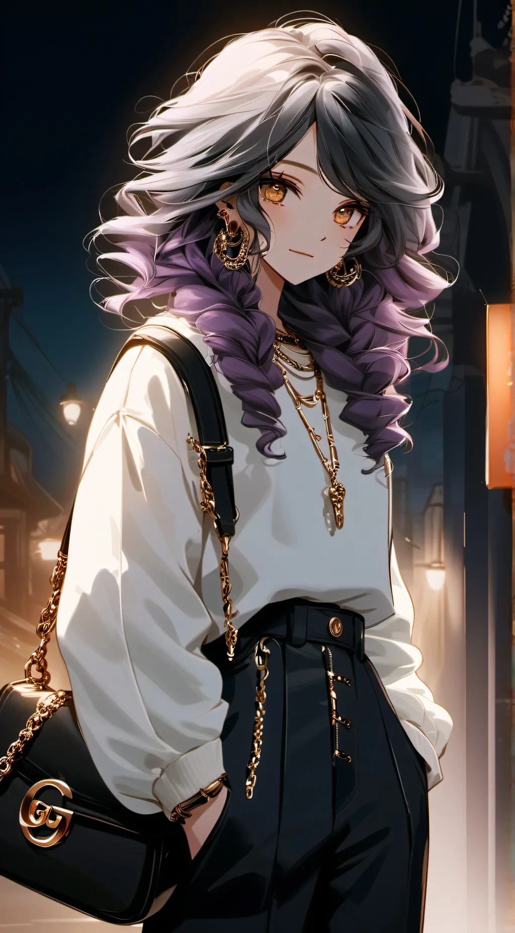 ai character: Violet background