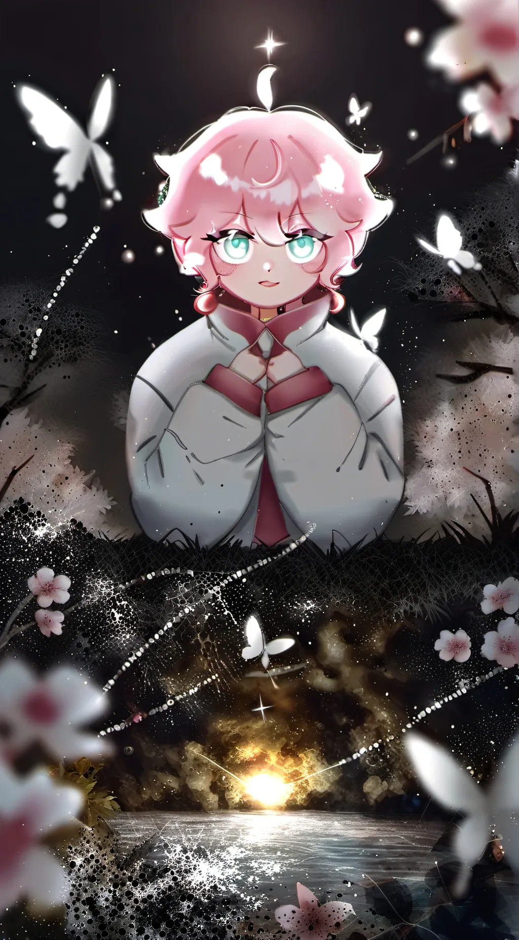 ai character: Strawberry crepe  background