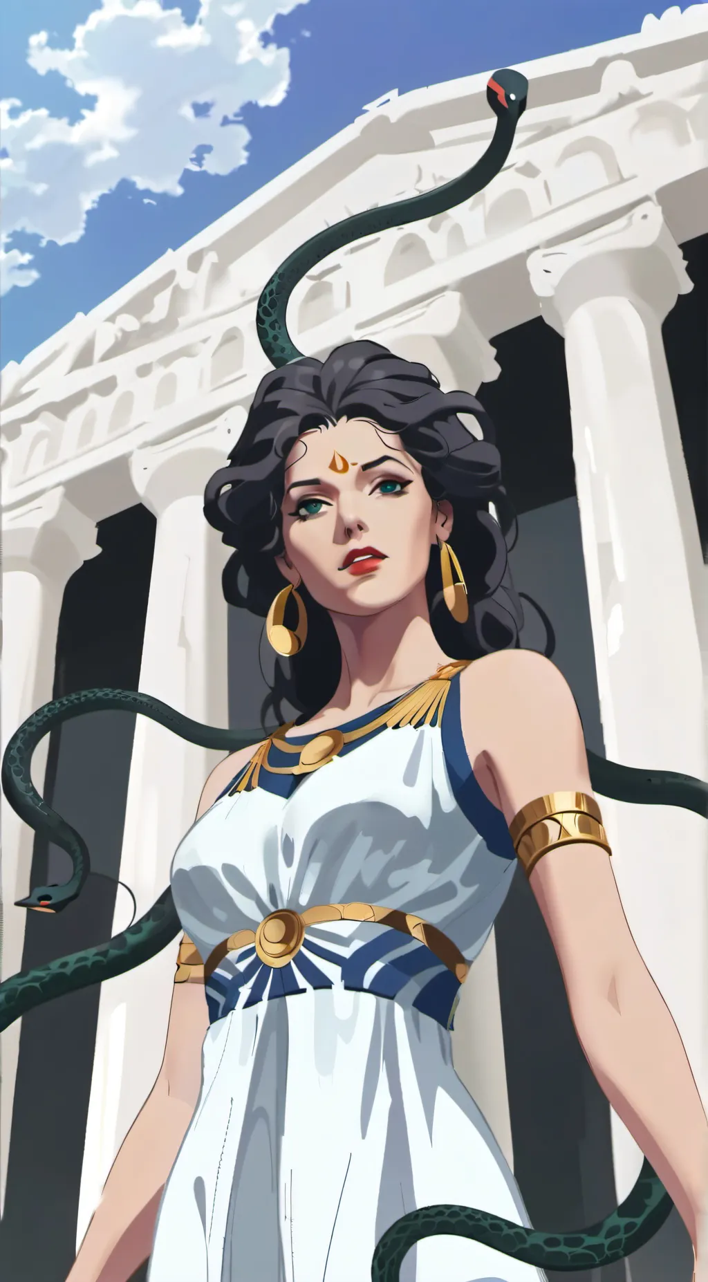ai character: Medusa  background