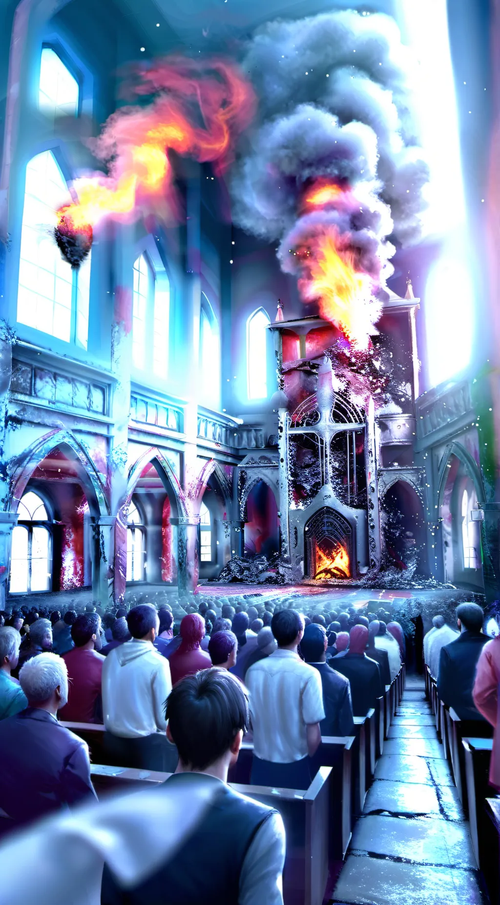 ai character: MHA school fire background