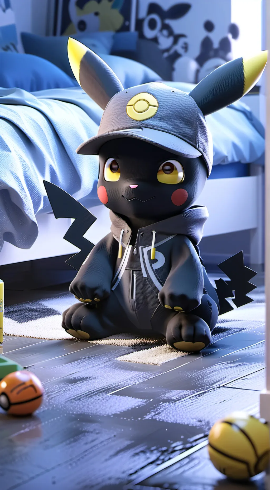 ai character: N but Pikachu  background